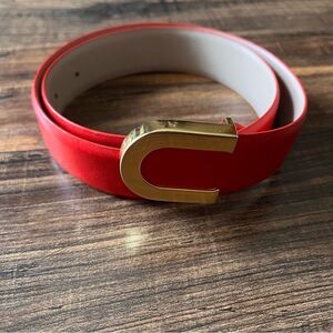 Woodward Red Leather with Gold Buckle Belt Size Medium